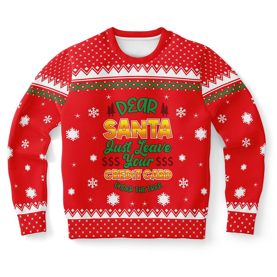 Dear Santa Credit Card Ugly Christmas Sweater | Funny Shopping Holiday Sweatshirt | Humorous Winter Party Outfit | Christmas Gift for Shopaholics product image (9)