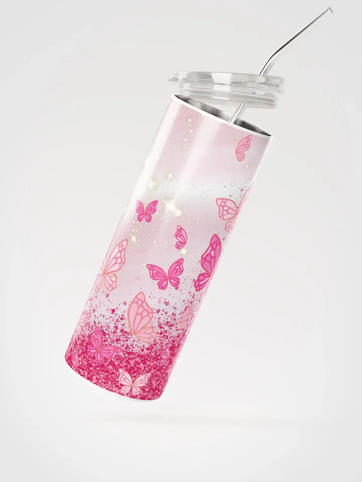 Flutter in Style with our Pink Butterfly Stainless Steel Tumbler! 🦋 product image (2)