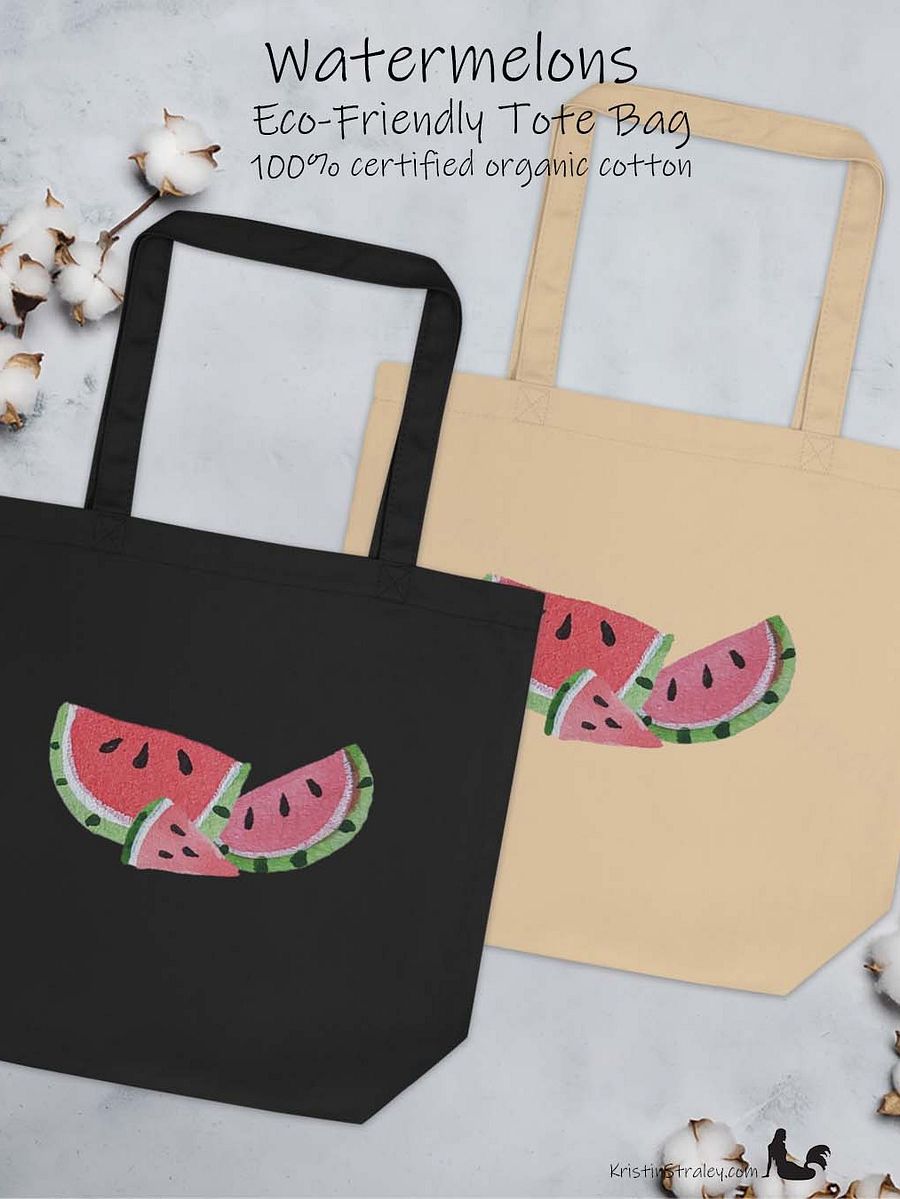 Juicy Watercolor Watermelons Eco Cotton Reusable Tote Bag product image (1)