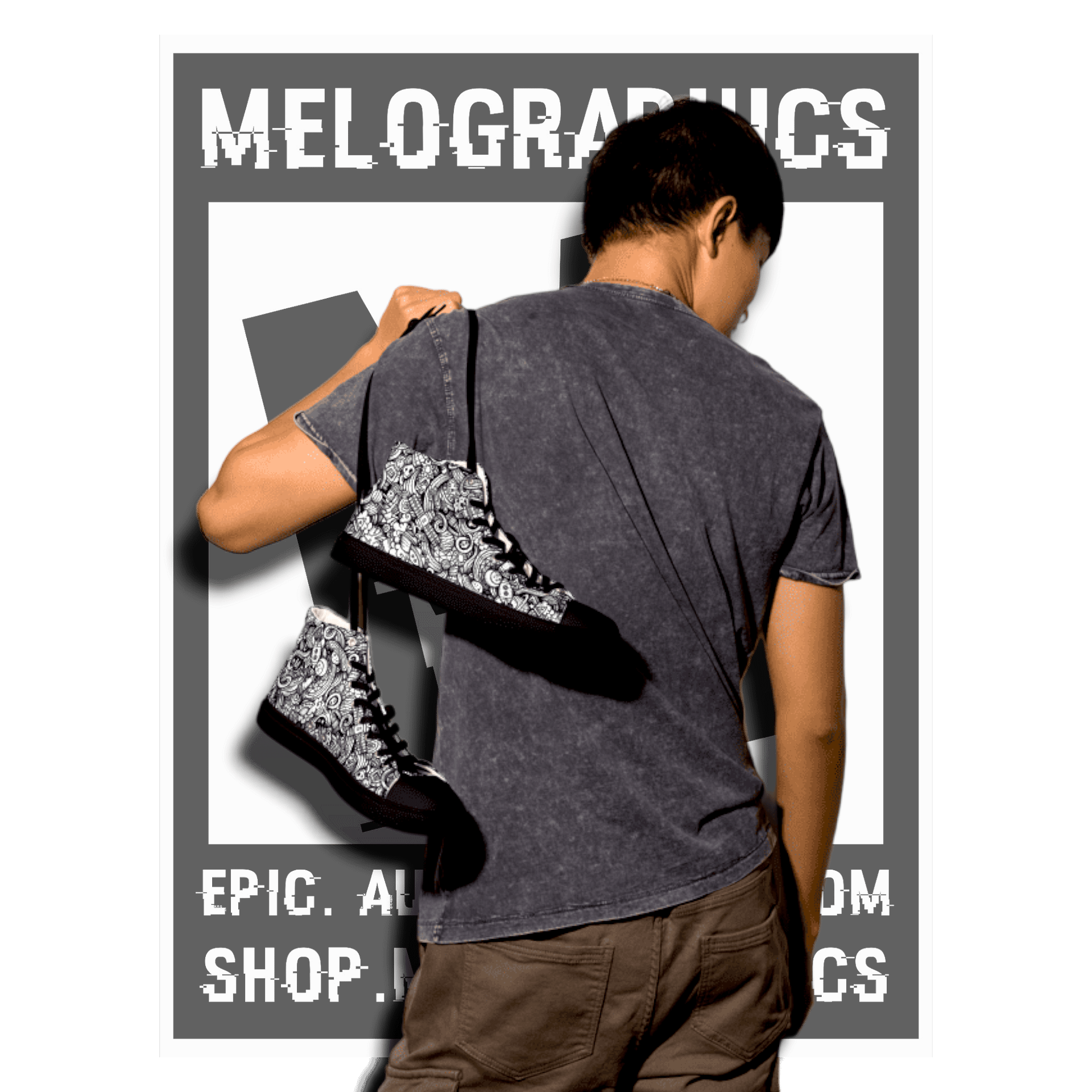 Dark Space Scribble - Men's High Tops | #MadeByMELO product image (12)