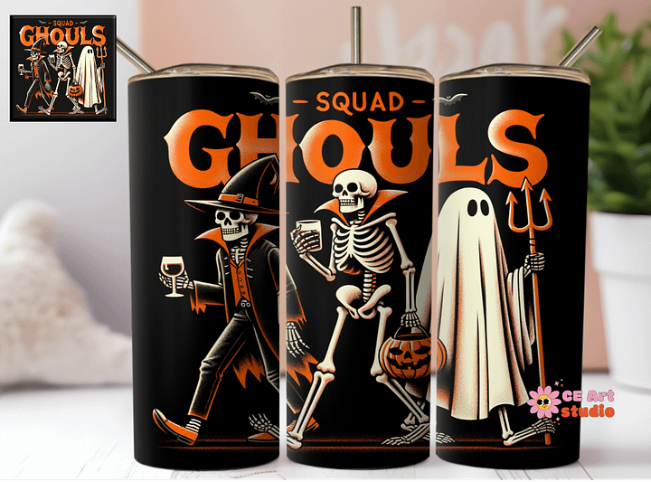 Squad Ghouls Friends Tumbler Wrap PNG product image (1)