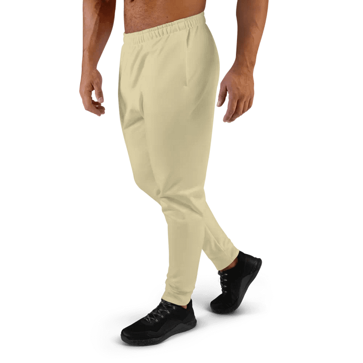 Plain Light Yellow Soft Summer Recycled Polyester Premium Men's Joggers by Treasure Pie product image (2)