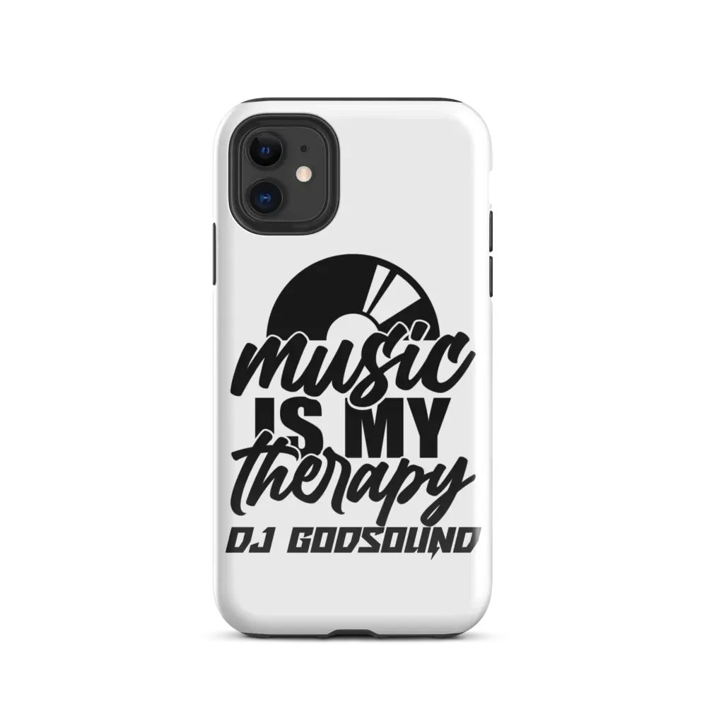DJ Tough Case for iPhone® Music Is My Therapy Slogan in White product image (2)