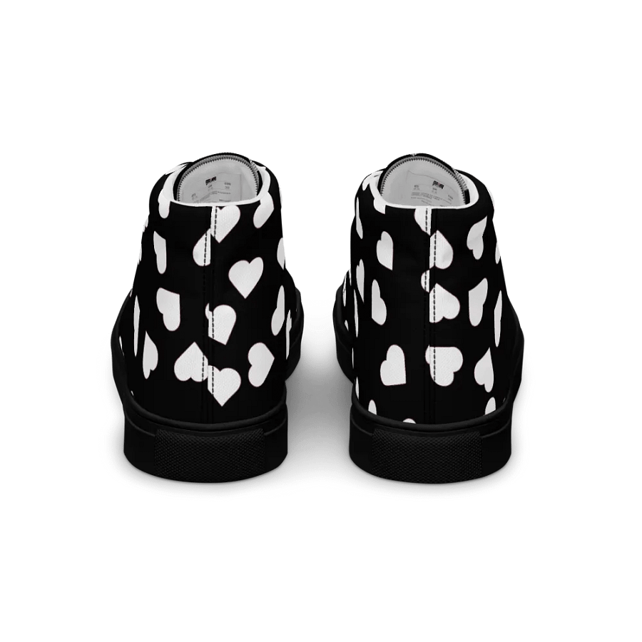 Love Pattern 5 Black and White Ladies High Top Canvas Shoes product image (8)