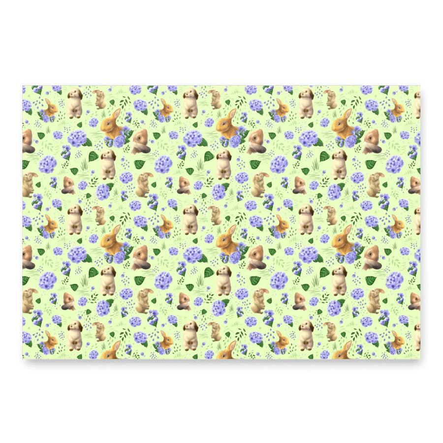 Bunnies and Hydrangeas Wrapping Paper Set product image (2)