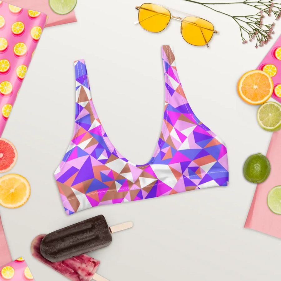 Colorful Vector Patterns Design Padded Bikini Top - v5 product image (6)