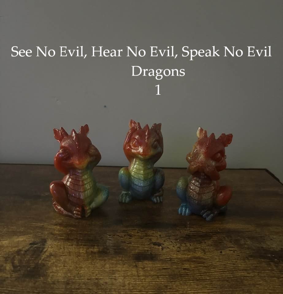 Handmade Resin Dragon Figurines – Baby Dragon & “See No Evil, Hear No Evil, Speak No Evil” Sets product image (1)