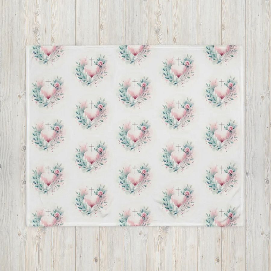 Floral Heart and Cross Throw Blanket product image (16)