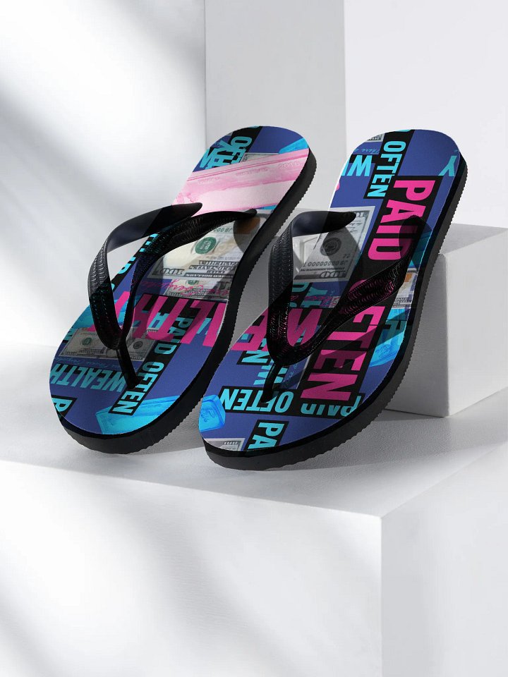PRETTY PAID PINK & BLUE DIAMOND Wealthy & Paid Often Flip-Flops product image (1)
