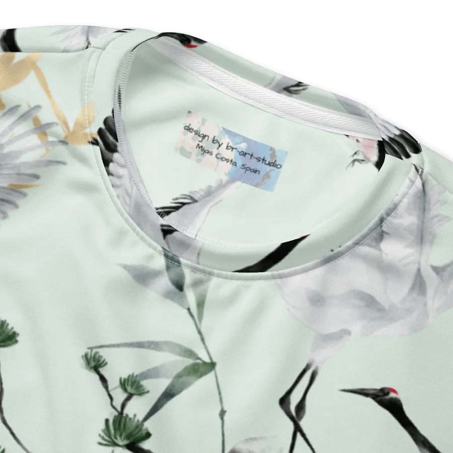 “Botanical Elegance” for your shirt design? The delicate floral and bird print in soft, muted colors gives it a sophisticated and nature-inspired vibe. product image (4)
