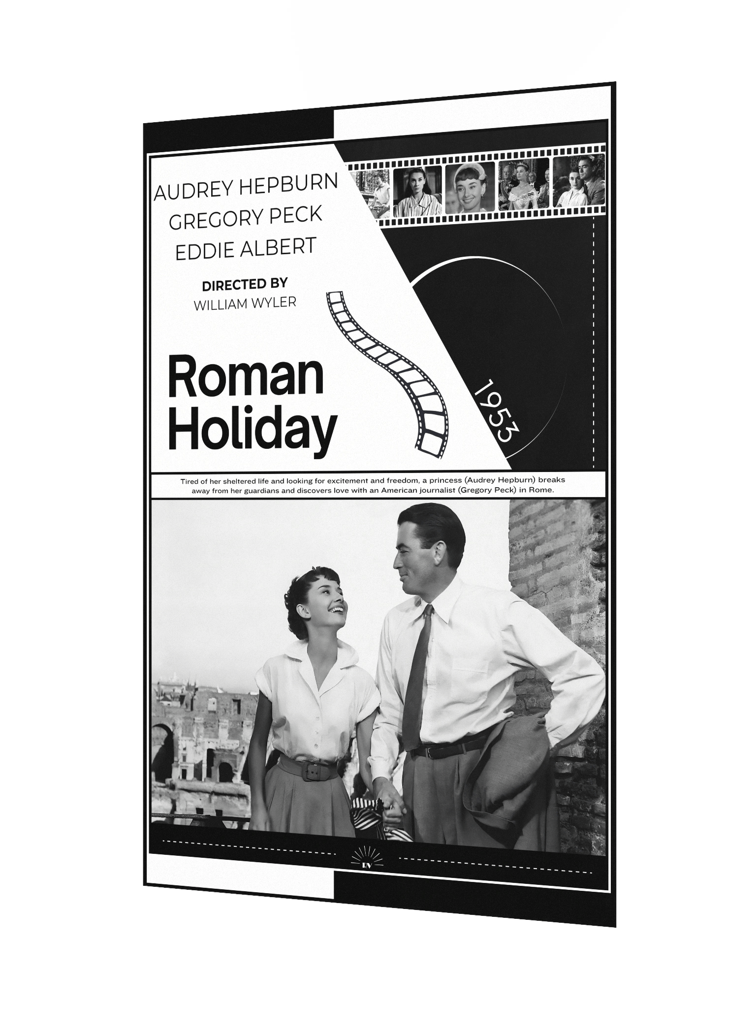 Roman Holiday with Audrey Hepburn and Gregory Peck 1953 | Movie Poster | 12x18 Wall Art product image (3)