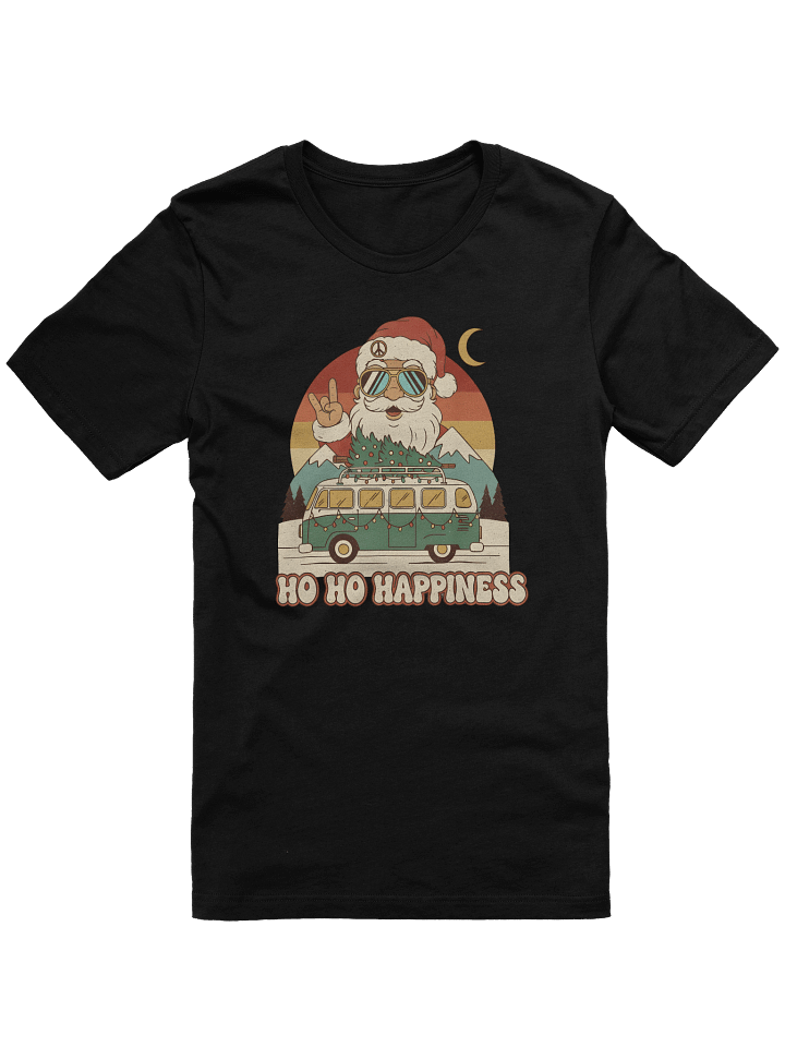 Ho Ho Happiness Hippie Santa T-Shirt – Retro Christmas Van Tee, Funny Groovy Holiday Gift 2025 product image (4)