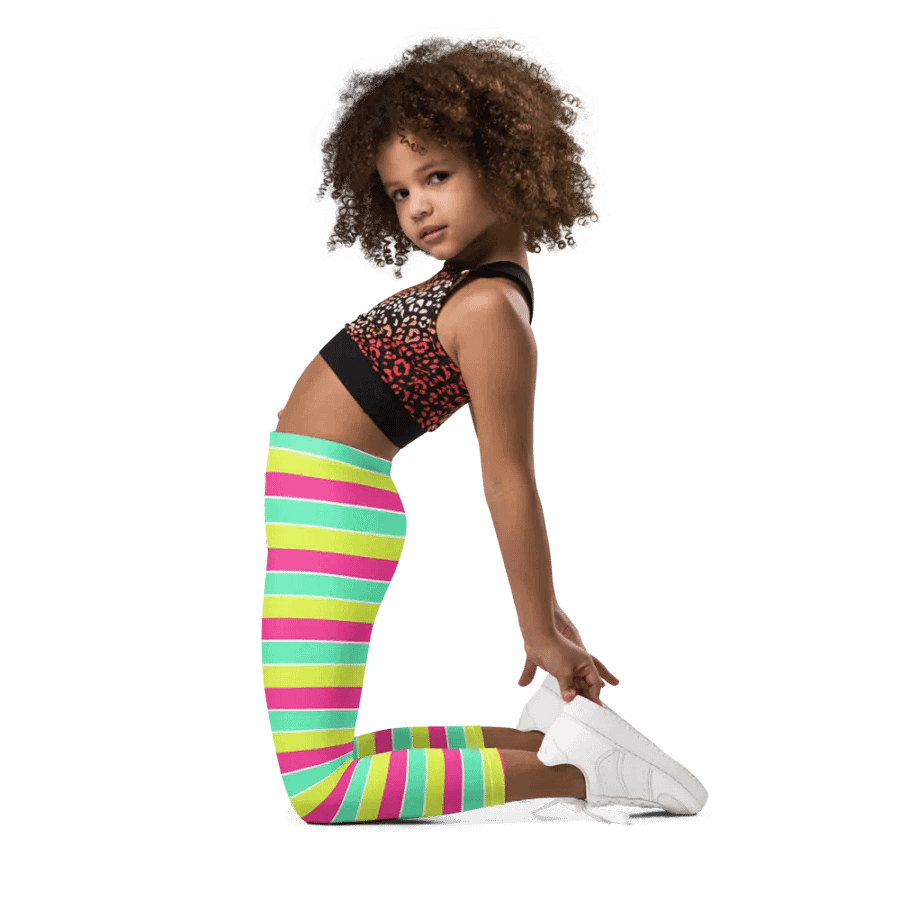Summer Party Leggings for Girls with stripes - Green n' Pink product image (5)