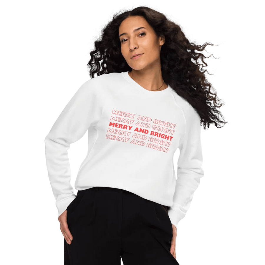 MERRY AND BRIGHT Unisex Organic Raglan Sweatshirt product image (12)