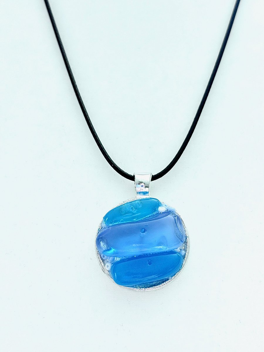 Coastal Calm Horizon Pendant Necklace | Handmade Glass Art Jewelry | Monique Faella Designs™ | MFD-00205 product image (3)