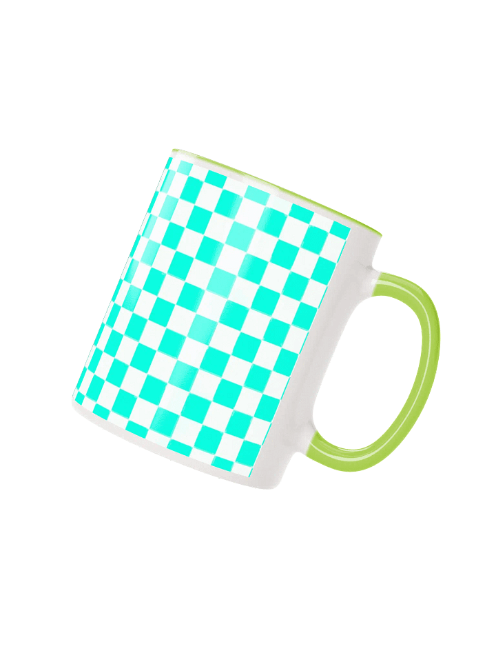 Checkered! Neon Aqua Blue and White Checkers Mug product image (46)