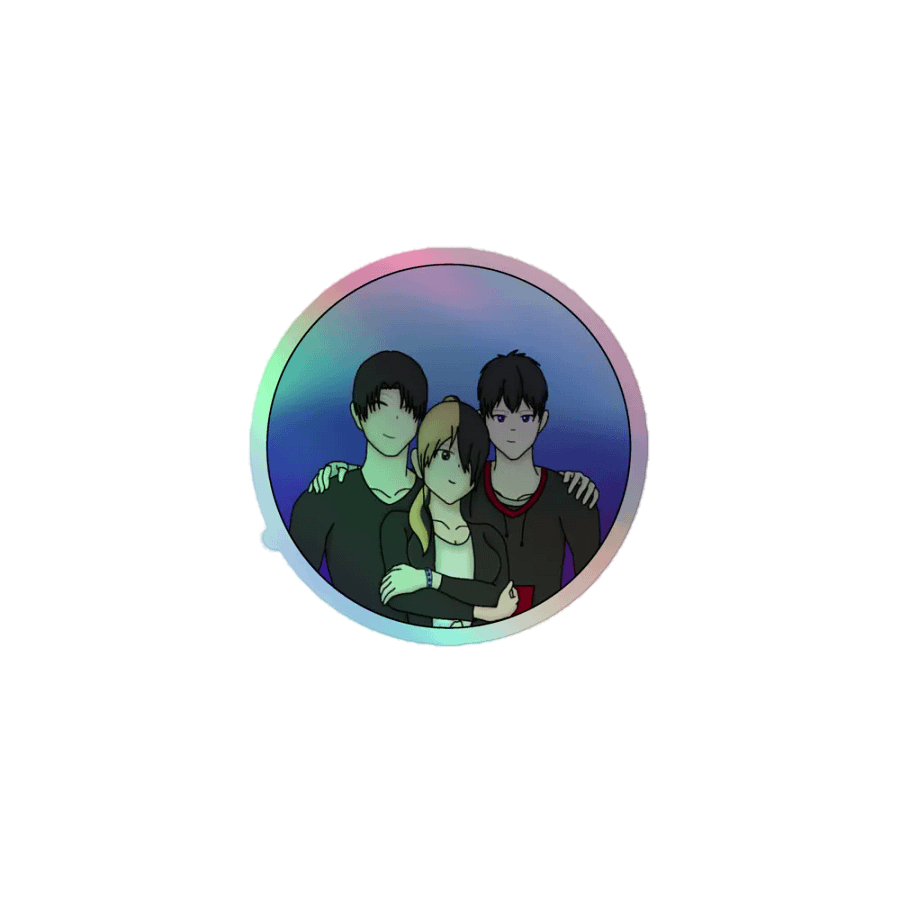 holographic glitch family sticker product image (1)