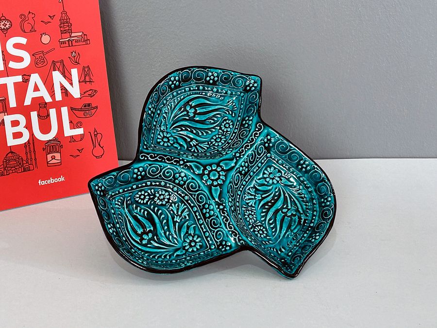 Ceramic snack dish (leaf) — handmade pottery, Turkish ceramic product image (3)