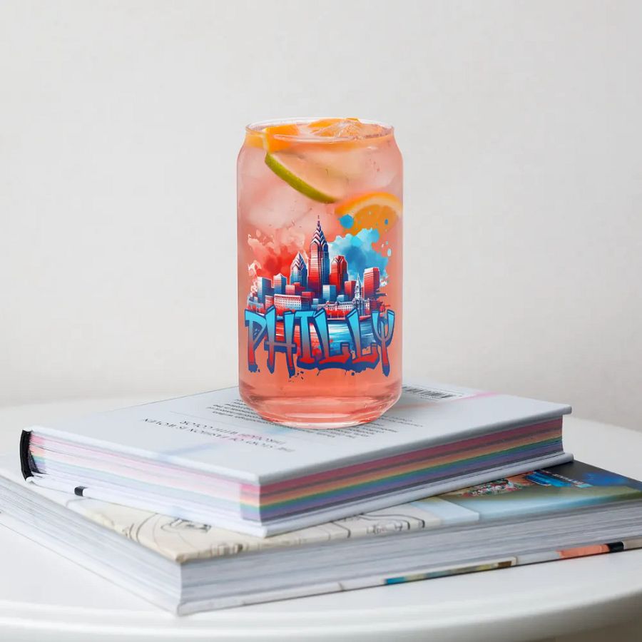 PHILLY CITYSCAPE Can-Shaped Glass - RED/BLUE product image (4)