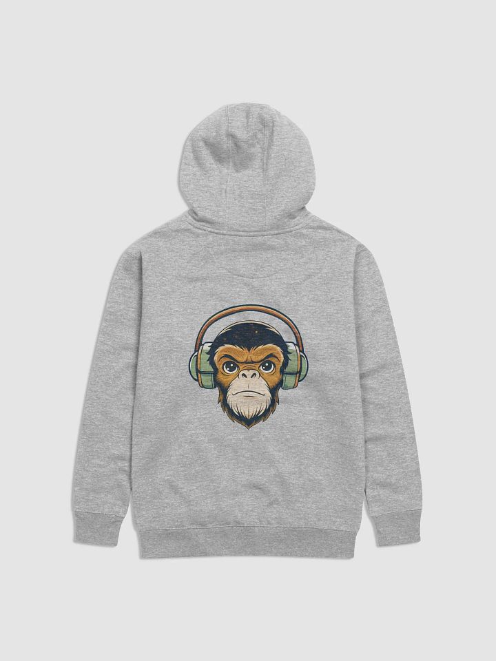 Cute Monkey Wearing Headphone Hoodie - Fun Animal Design, Cozy Sweatshirt, Unisex Jumper, Fashionable Pullover, Gift for Music Lovers product image (1)