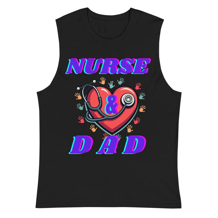 Nurse Dad Heart & Stethoscope Muscle Tank product image (3)