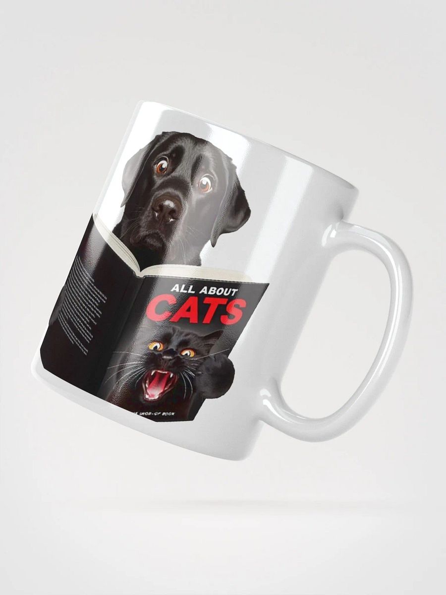 "Worried Labrador Reading a Book About Cats" #Humorous Glossy White Mug product image (2)