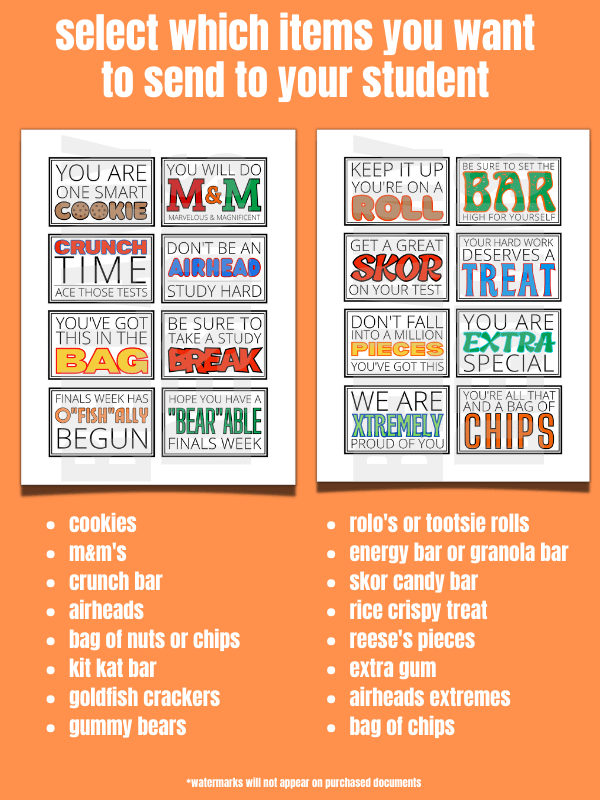 Finals Week Care Package Gift Tags - Middle School, High School & College product image (3)