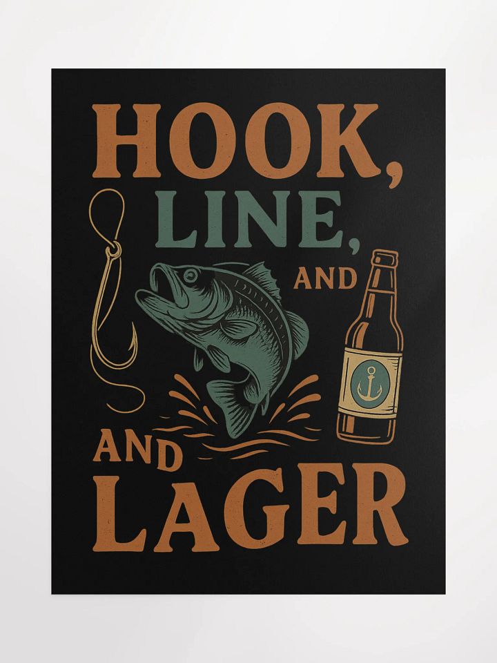 Hook, Line, & Lager Poster – Fishing & Beer Cabin Decor product image (1)