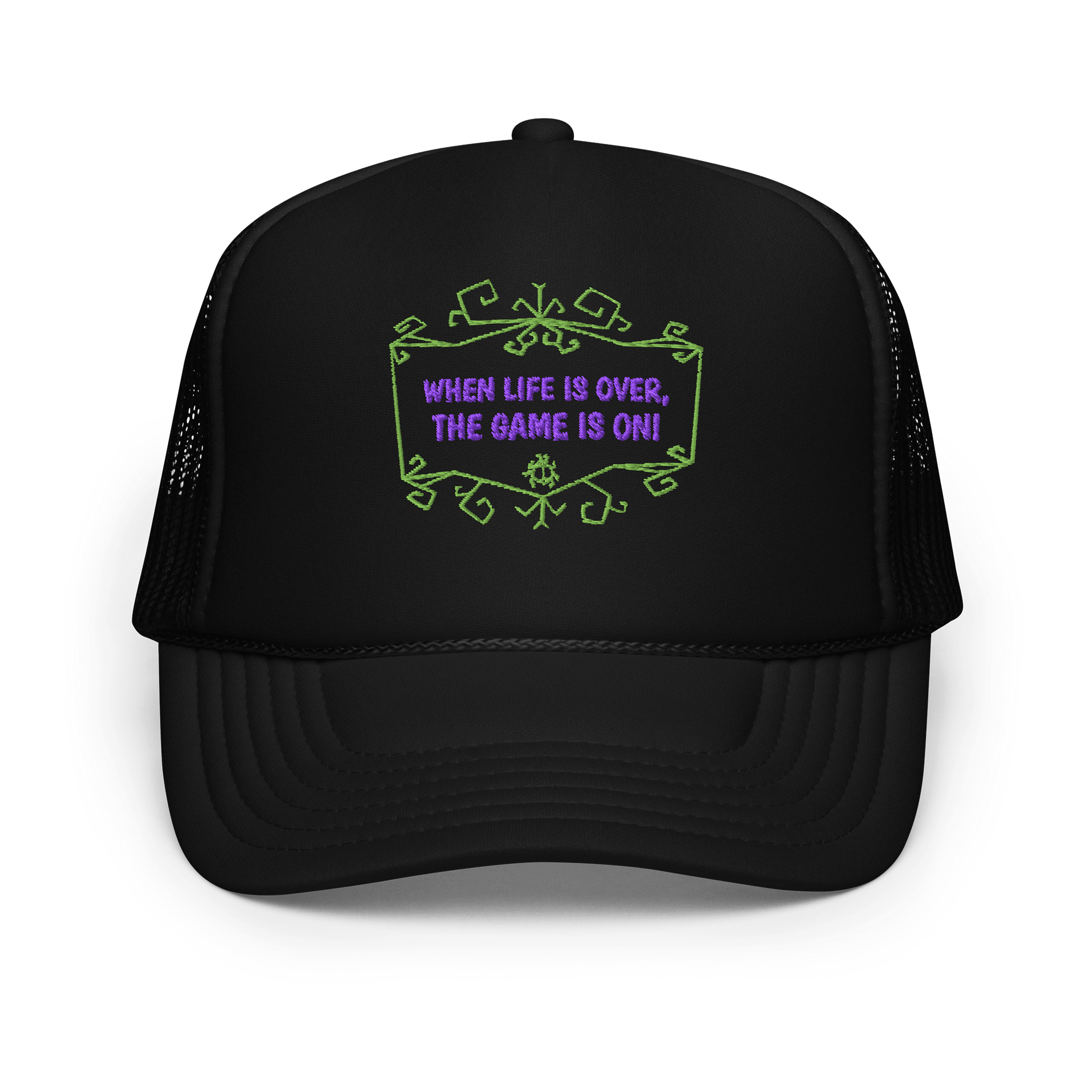 [UM Designs] When Life Is Over, The Game Is On - Black Trucker Hat product image (1)