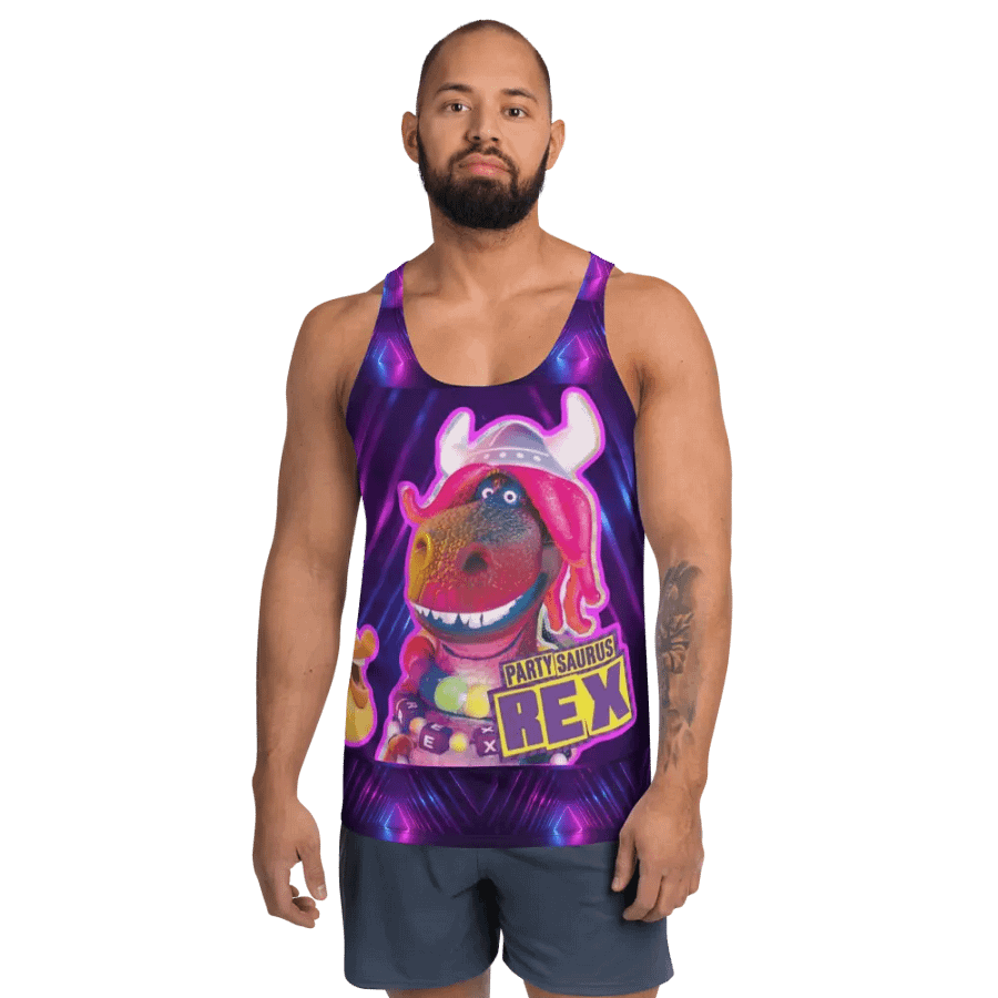 Neon Diamond Partysaurus Rex All Over Print Tank Top product image (2)