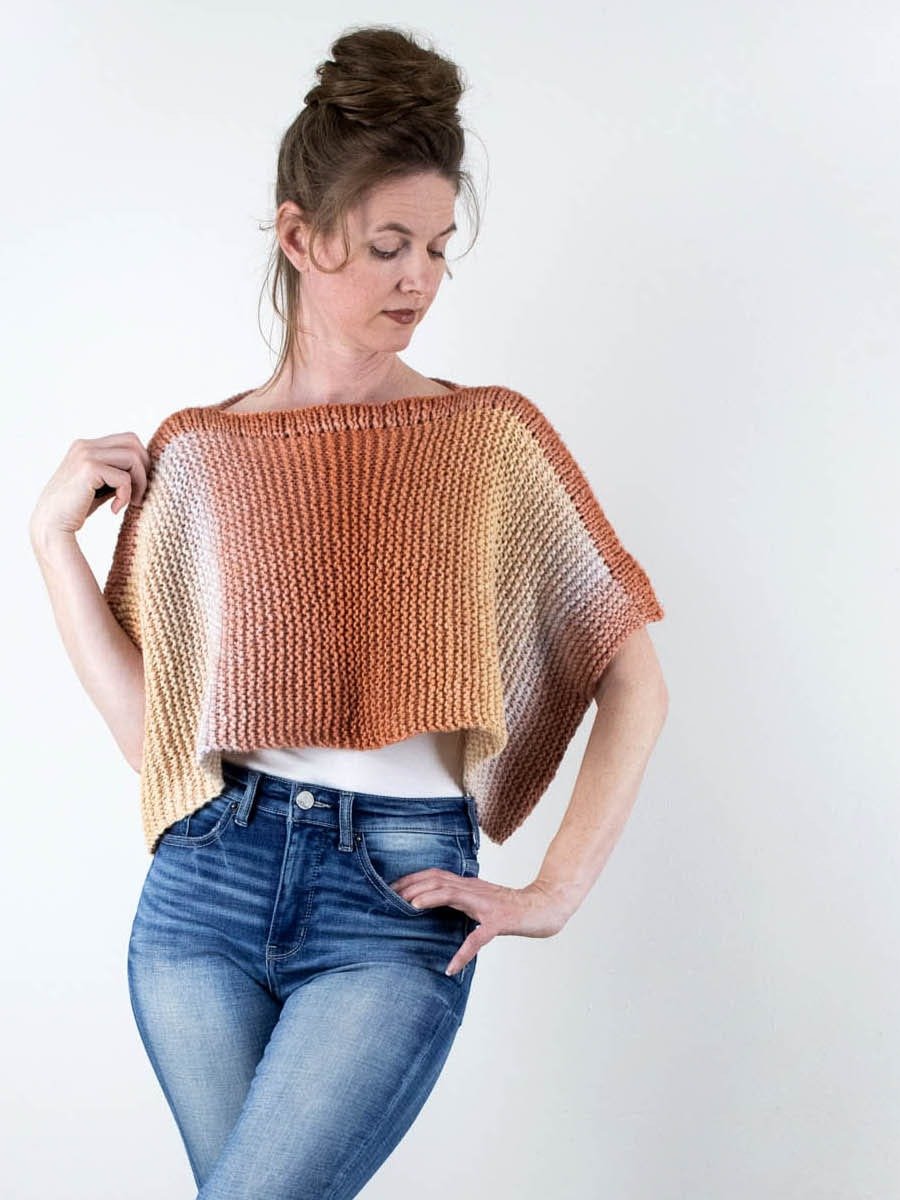 Easy Poncho Knitting Pattern - Hazy Sunrise product image (2)