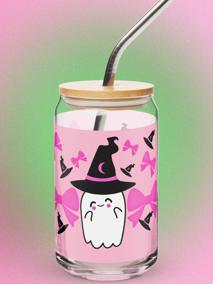 Coquette Spooky Pink Ghost Glass Tumbler product image (1)