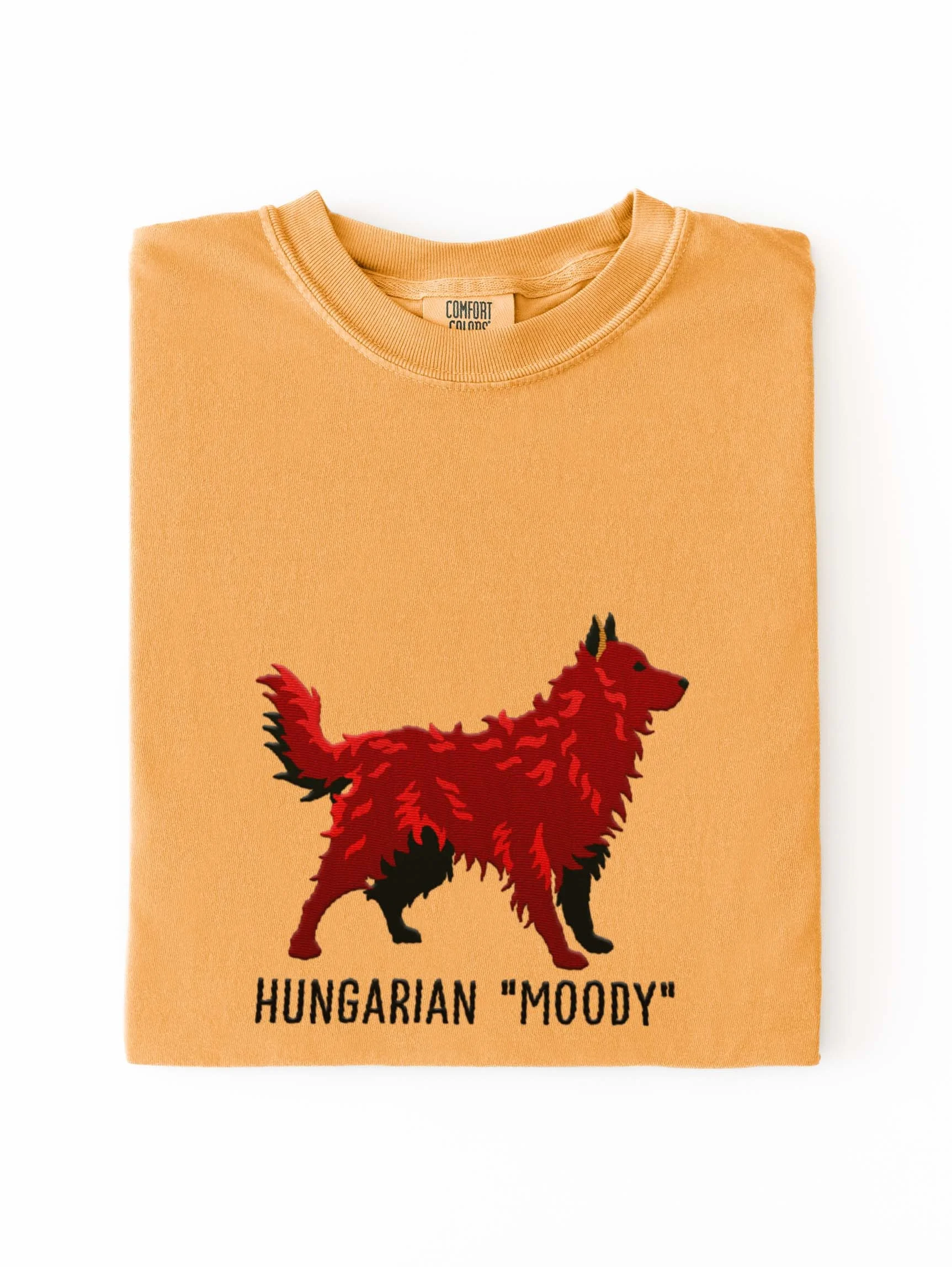 Hungarian Moody T-Shirt(Embroidered) of a Hungarian Mudi(Red) product image (1)