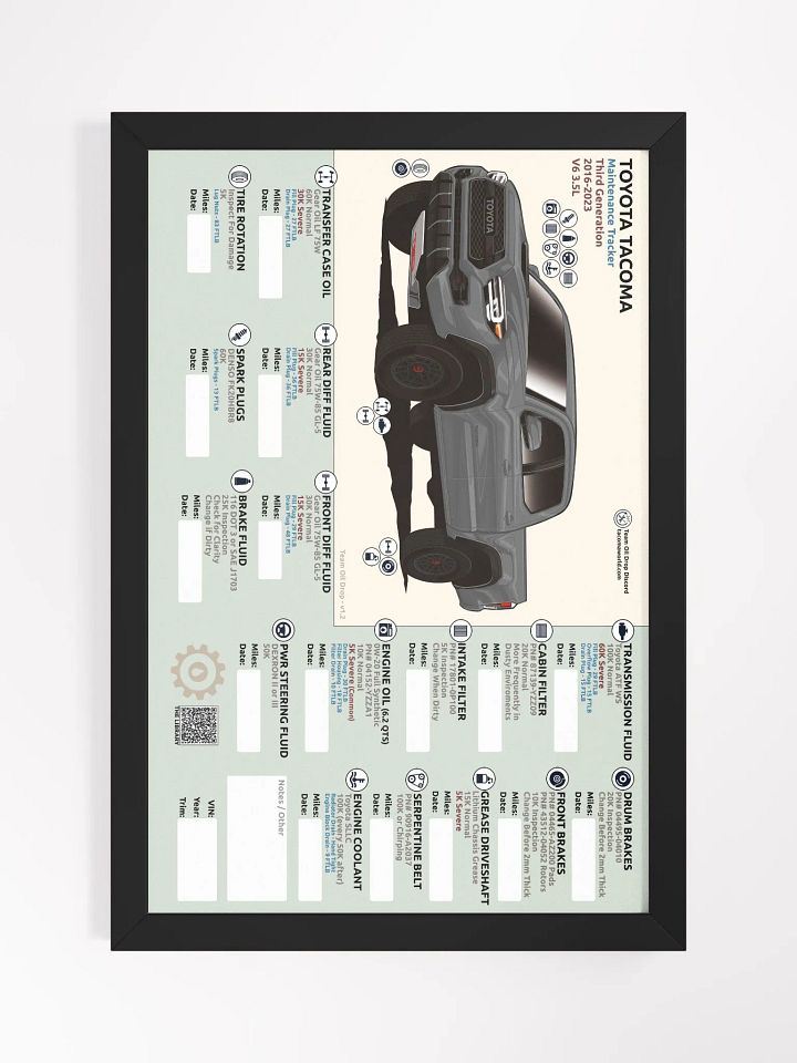 3RD GEN MAINTENANCE TRACKER V1.2 - Gray (FRAMED) product image (2)