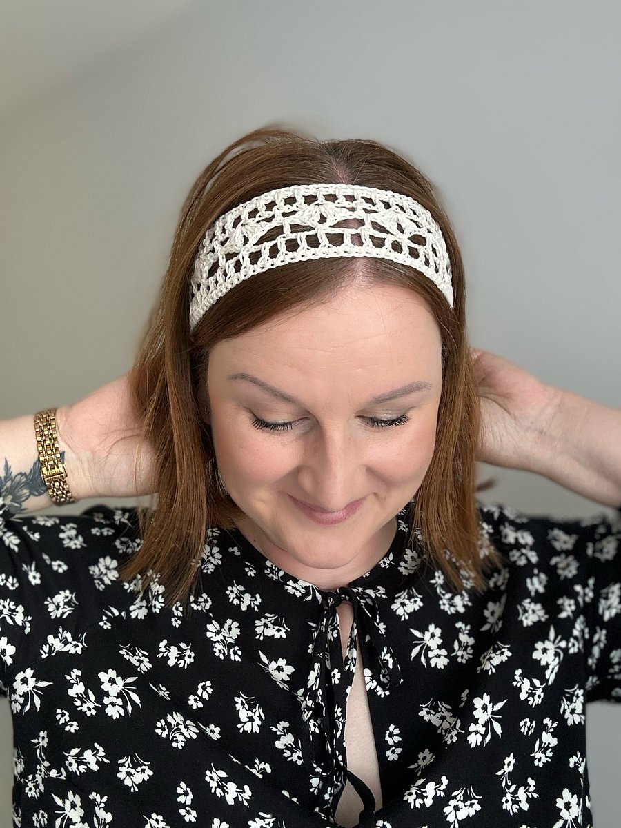 Lace Crochet Headband PDF Pattern eBook - Rose Headband/ Hairtie product image (7)