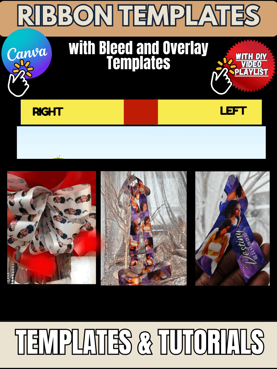 VIP Members - Custom Ribbon Templates for Memorial Bows, Wreaths, Gift Baskets - DIY Playlist Included product image (1)