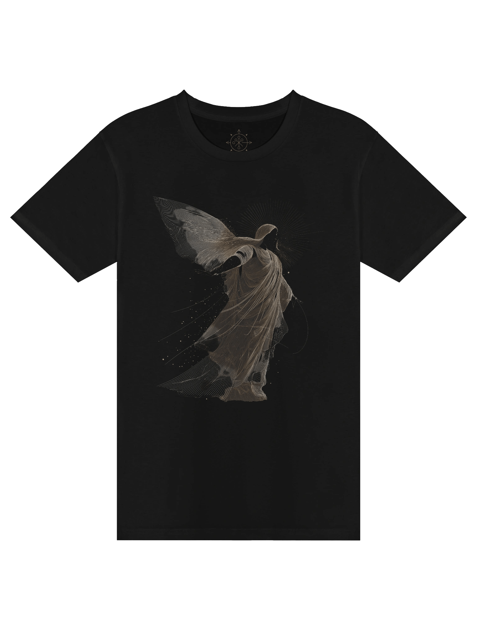 Celestial Grace – Golden Angel Line Art Tee product image (6)