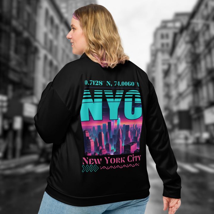 NYC New York City Graphic All Over Print Bomber Jacket product image (2)