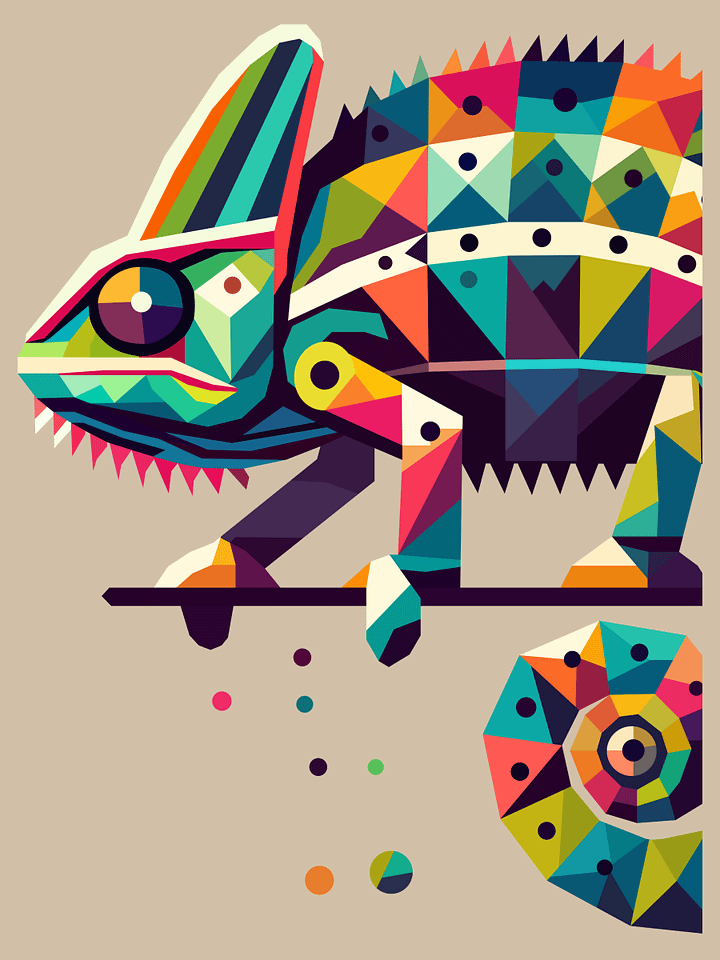 Free Geometric Chameleon PNG Art - Transparent Background, Low Poly Reptile Illustration product image (1)
