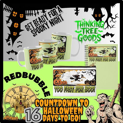 🦇 BOO! 🚀 16 Days until Halloween and we're TOO FAST FOR BOO! Catch these spooky vibes and more at TTG-SHOP.redbubble.com 🎃 Ex...