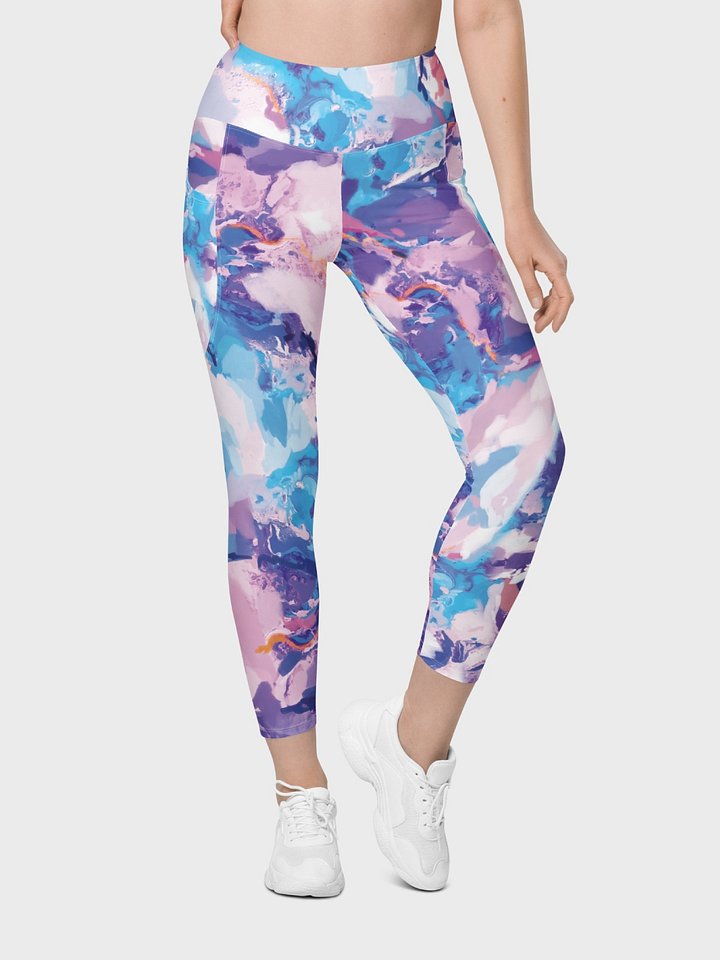 Leggings with Pockets "Marble Effect Pastel Blue Purple Dreamy Waves" product image (2)
