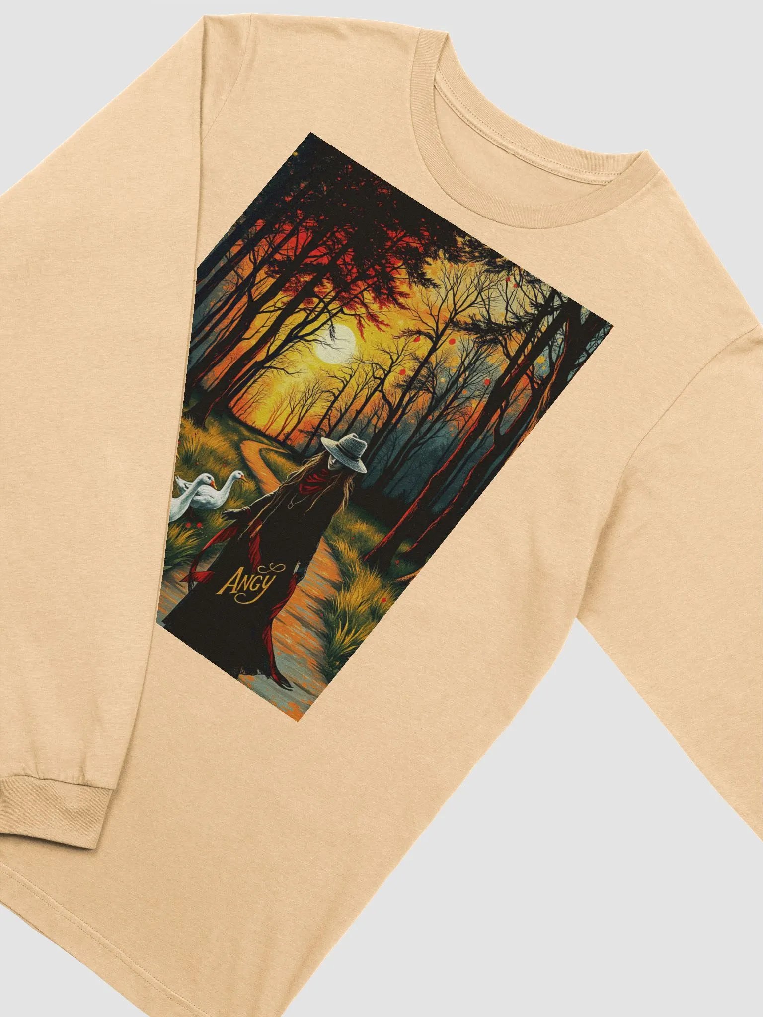 Sunset Stroll with her geese Long Sleeve Tee product image (3)