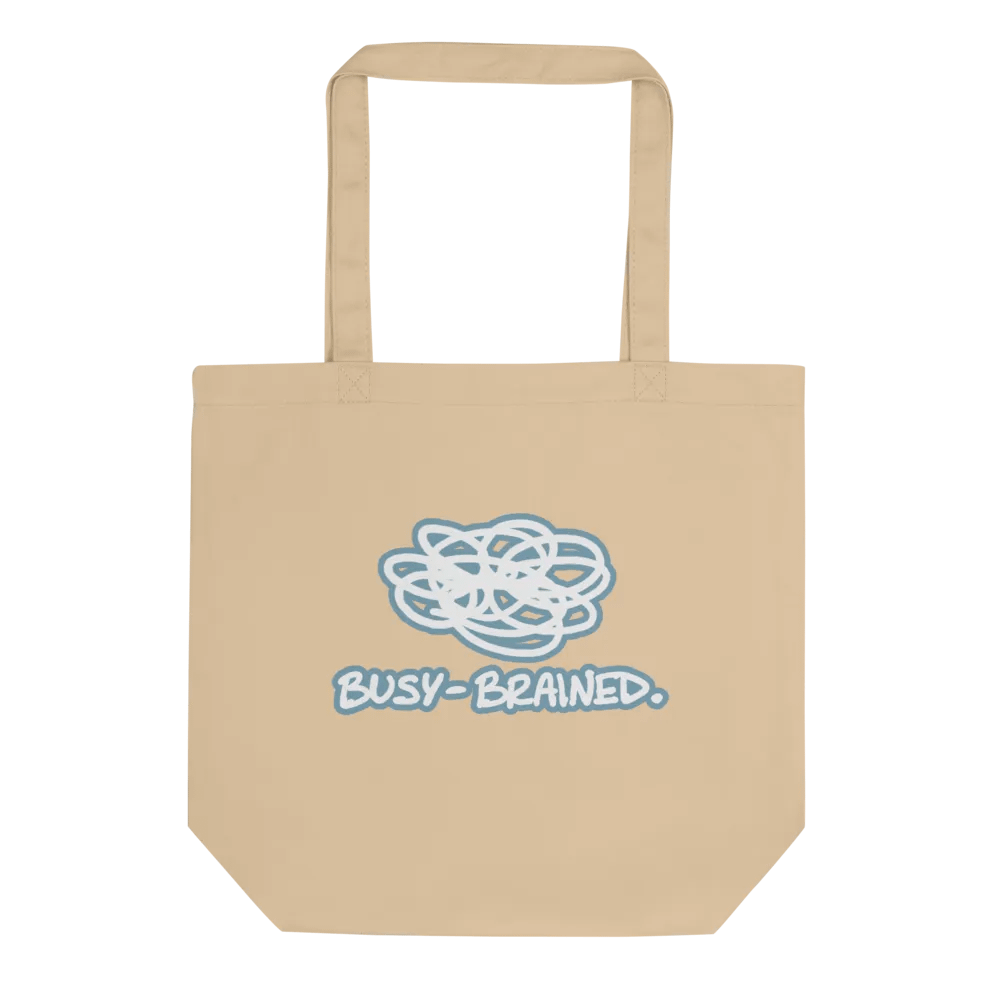 BUSY-BRAINED (lined design, #709AAF) tote bag product image (4)