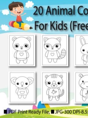 20 Animal Coloring Book Pages for Kids product image (1)