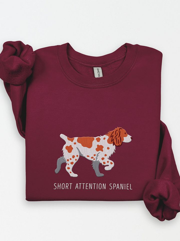 Short Attention Spaniel Sweatshirt (Embroidered) of a Brittany Spaniel product image (1)