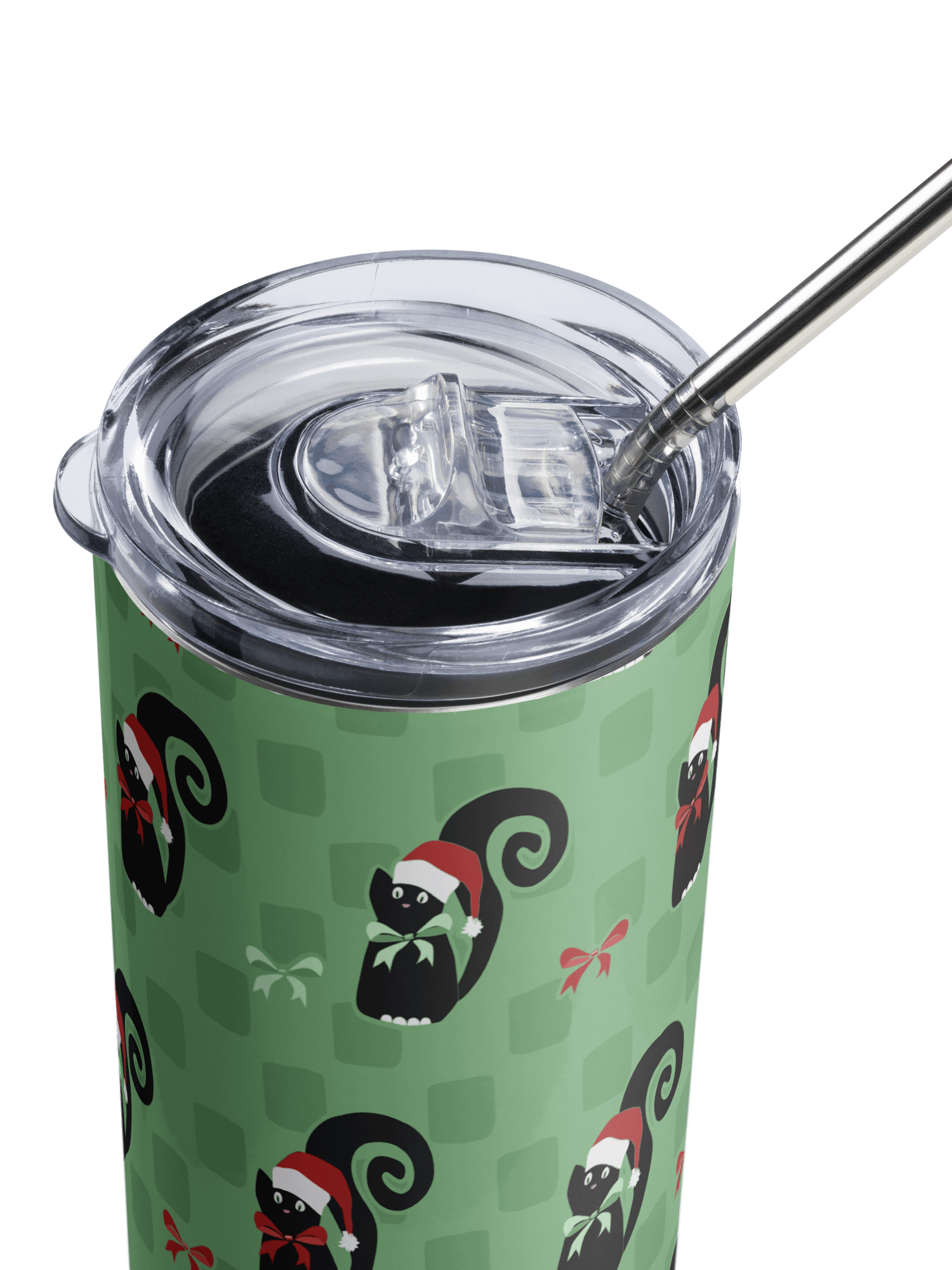 Christmas Kitties in a Row 20 oz Stainless Steel Tumbler – Green product image (5)