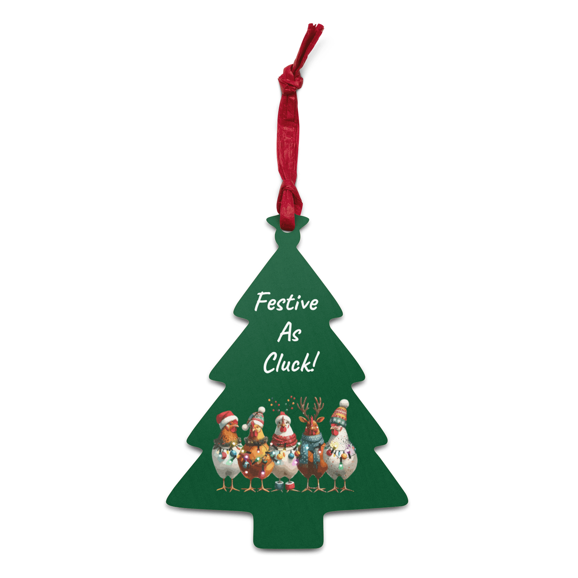Festive As Cluck Wooden Tree Ornament product image (2)
