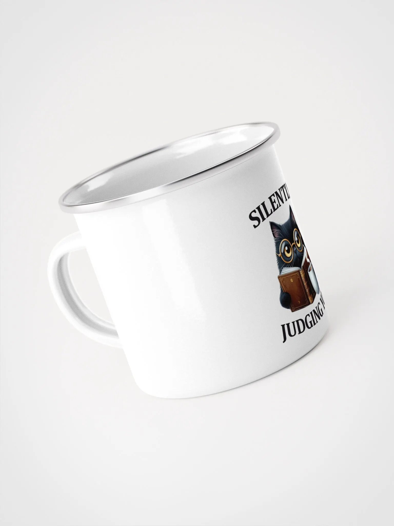 Silently Judging Cat Enamel Mug product image (4)
