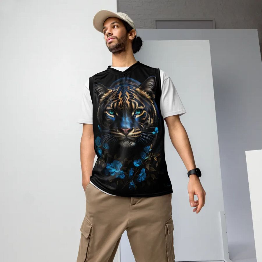 Majestic Tiger Eyes Blue - Unisex Basketball Jersey UPF50+ protection product image (6)