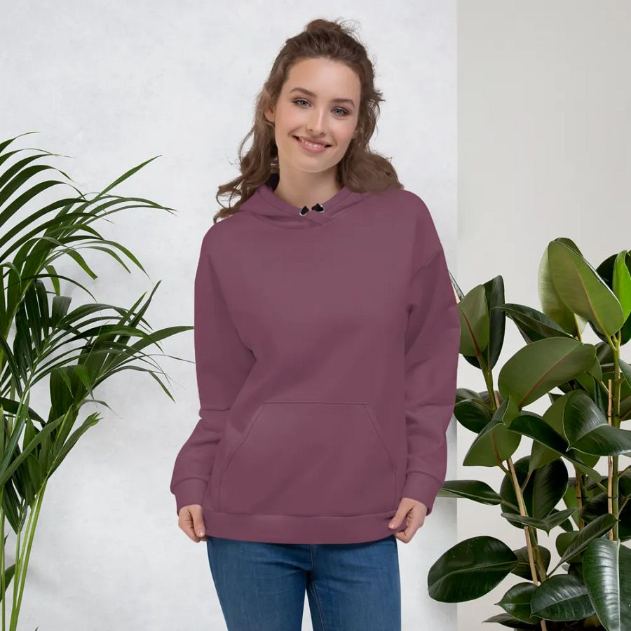 Plain Deep Purplish Red Soft Summer Unisex Recycled Polyester Heavyweight Premium Hoodie by Treasure Pie product image (6)